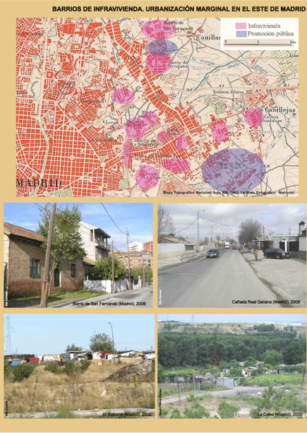 Barrios de infravivienda. urbanizacin marginal en el nordeste de Madrid en 1962