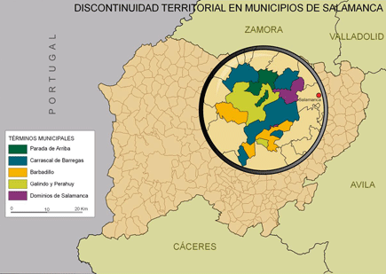 Discontinuidad territorial en los municipios de Salamanca
