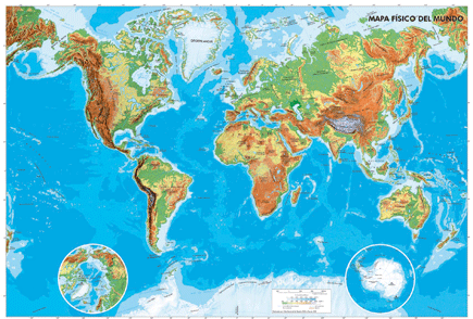mapa del mundo politico. Mapa físico del mundo