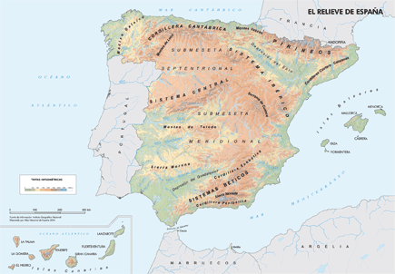 Mapa del relieve en España