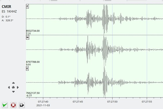 Registro sísmico CMIR 7:27 UTC