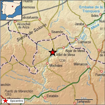 Epicentro del terremoto en las proximidades de Sisamón. (IGN)