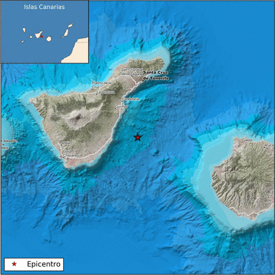 Epicentro del terremoto en las proximidades de Fasnia. (IGN)