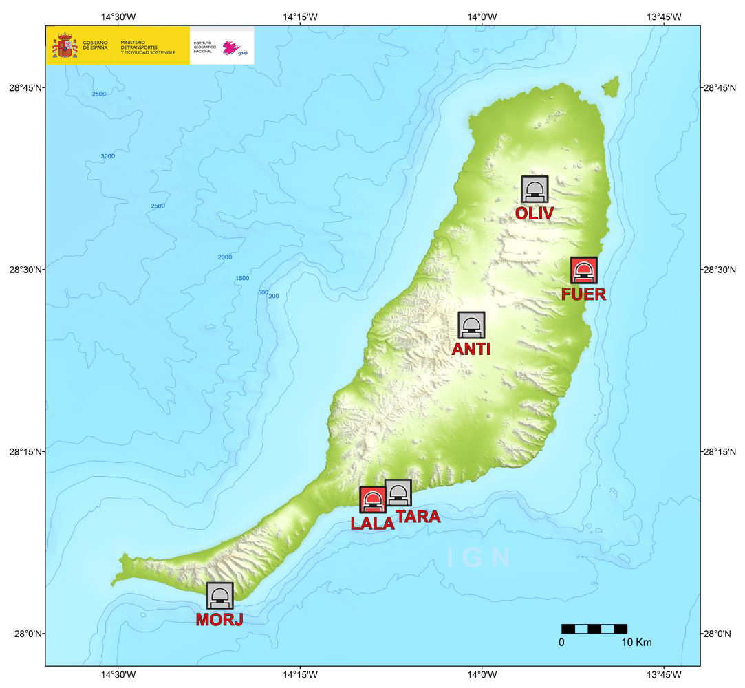 Mapa de estaciones de Fuerteventura