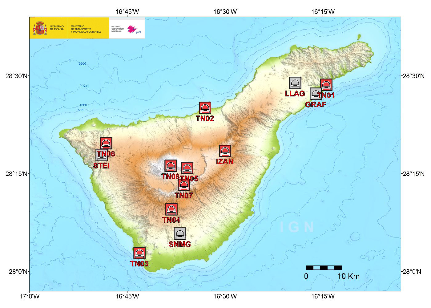 Mapa de estaciones de Tenerife