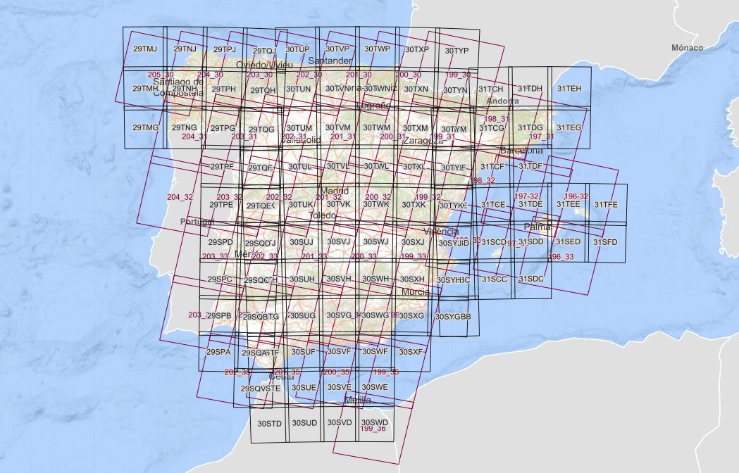 Huellas del Plan Nacional de Teledetección 