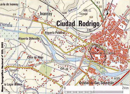 Ciudad Rodrigo. Muralla con baluartes del S-XVII. Plano
