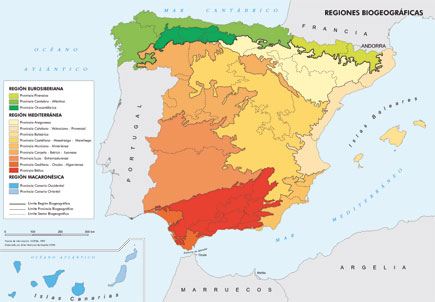Resultado de imagen de zonas biogeogrÃ¡ficas en EspaÃ±a
