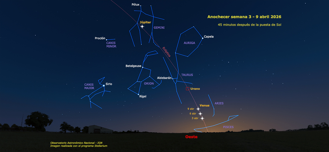 Aspecto del cielo (45 minutos antes de la puesta del sol)