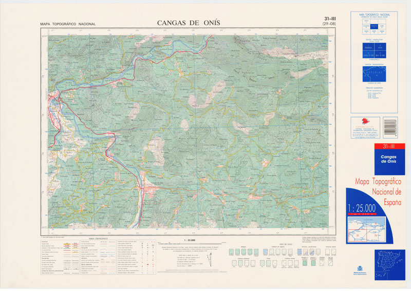 Cangas de Onís. Mapa Topográfico Nacional 125.000. 2000
