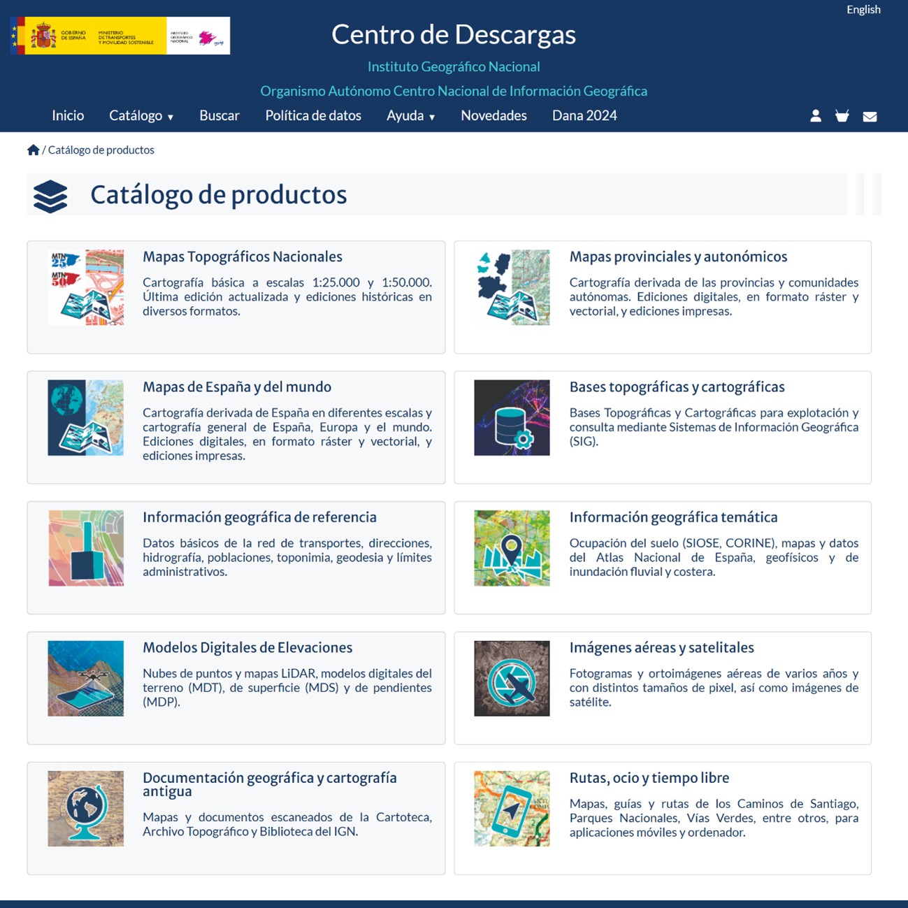 Nueva organización de los productos del Centro de Descargas