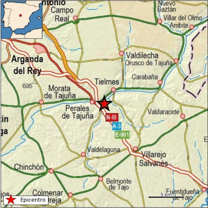 Epicentro del terremoto en las proximidades de Sebúlcor. (IGN)